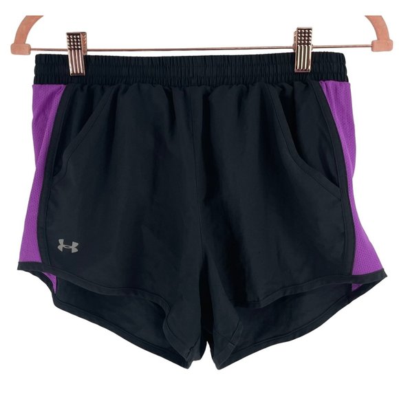 Under Armour Pants - Under Armour Women's Size Small Petite Black & Purple Exercise Shorts W/ Drawstr